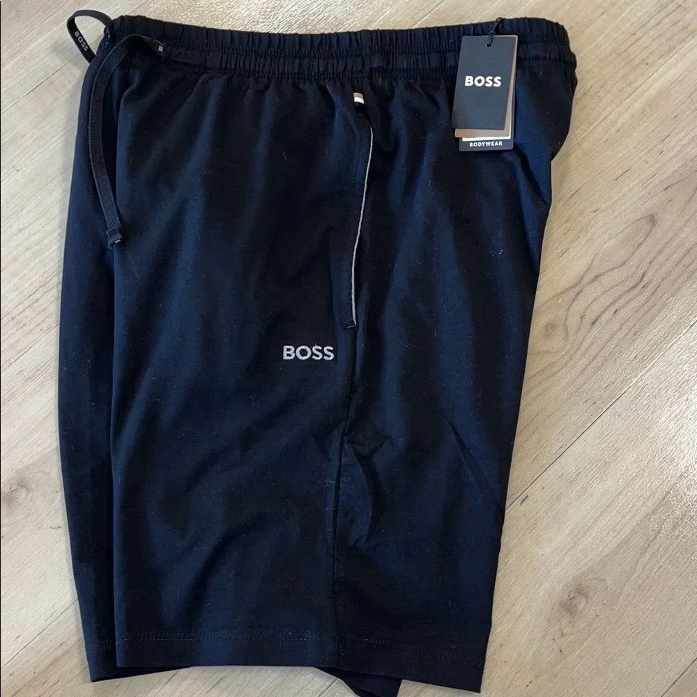New w/tags Black Hugo Boss Bodywear Pocket Drawstring Shorts S Cotton Blend Mens